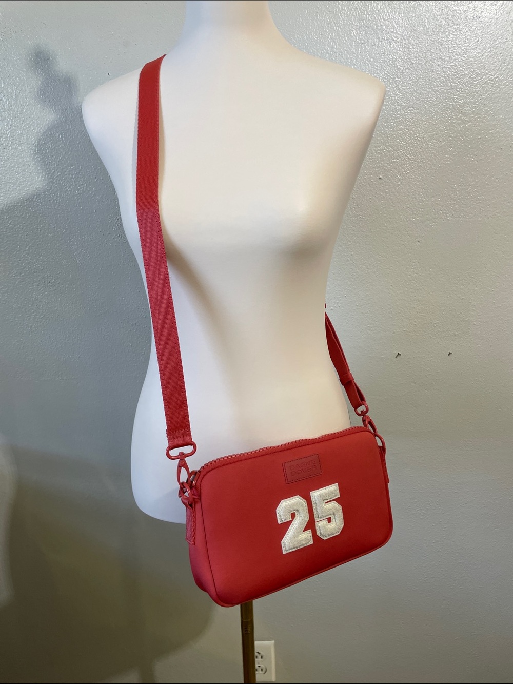 Sporty Neoprene Game Crossbody Bag Red Zip Travel Purse Lightweight Dagne Dover